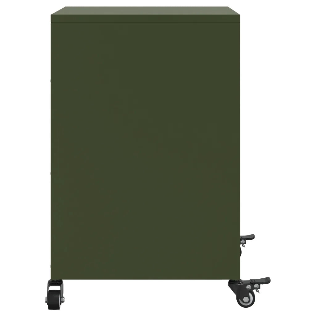 vidaXL Comodini 2 pz Verde Oliva 36x39x59 cm in Acciaio