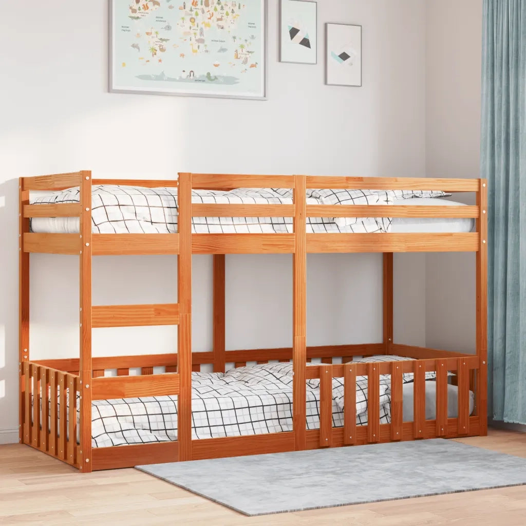Letto singolo | Letto per adulti | Letto a Castello Marrone Cera 80x200 cm in Legno di Pino