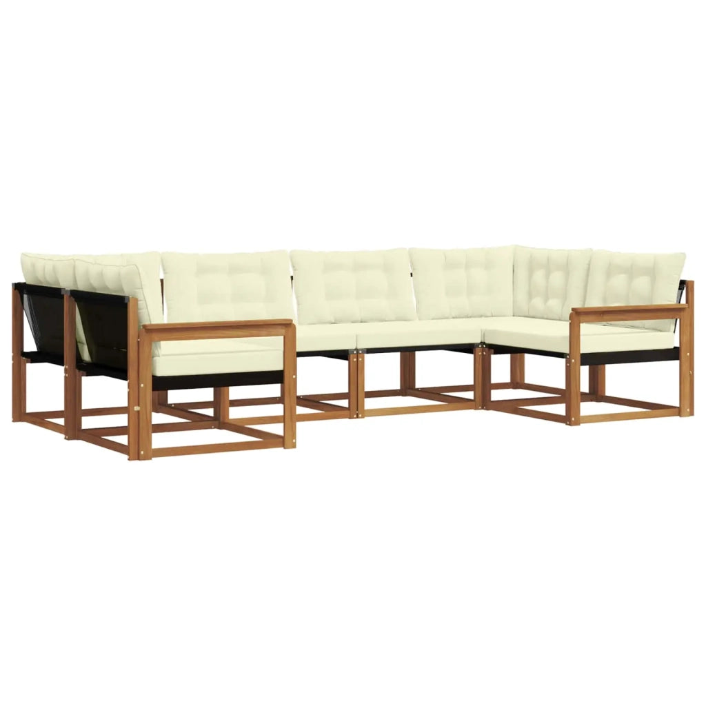 Set di divani da esterno con cuscino 6 pcs Naturale e Crema