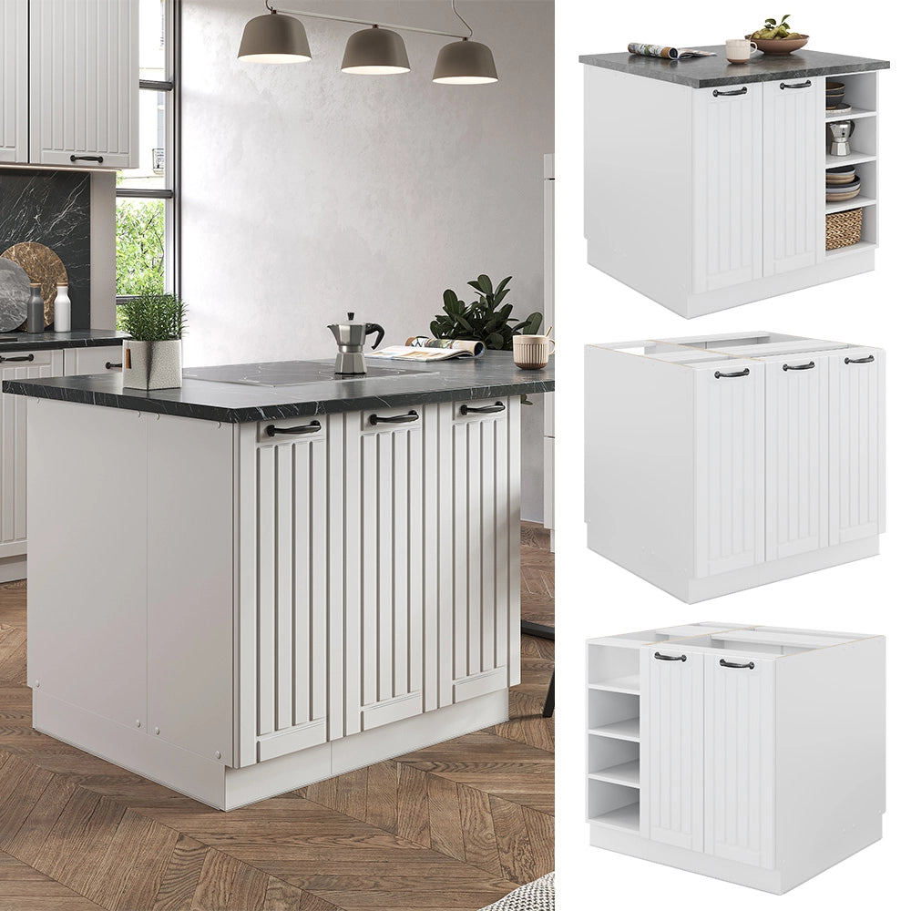 Isola cucina Fame-Line Bianco rustico/Bianco 90 cm senza piano di lavoro Vicco