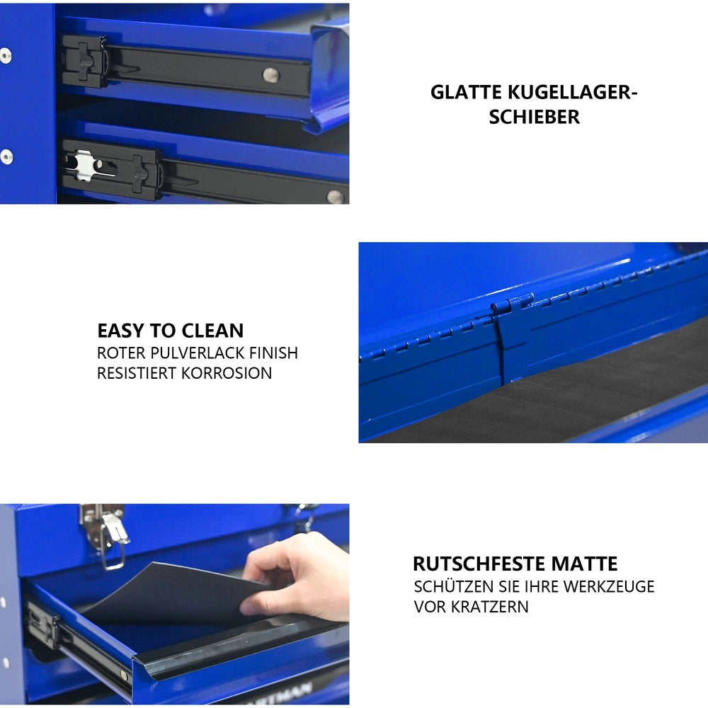 Cassetta Portautensili con 4 Prese e Serratura in Metallo ¨C MINIMAL ¨C Blu/Nero
