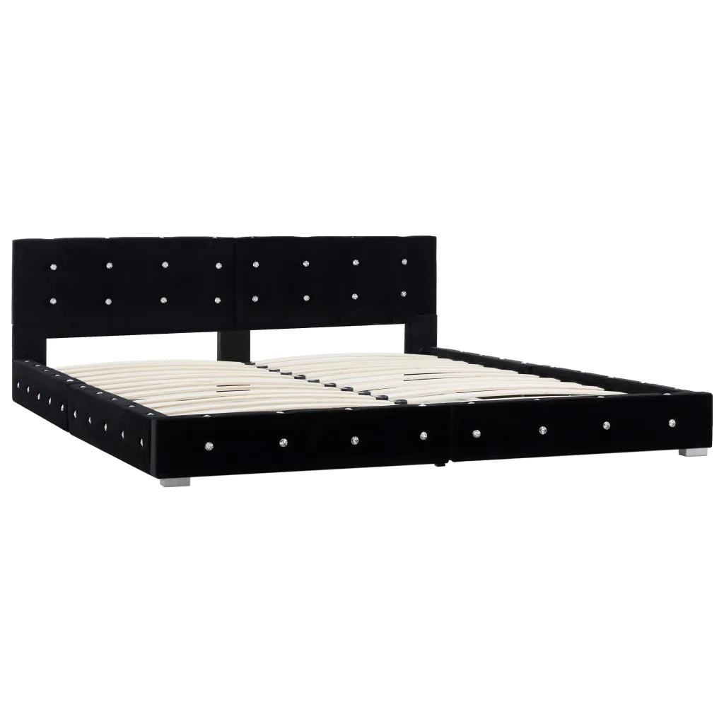 Letto con Materasso Nero in Velluto 180x200 cm 278151