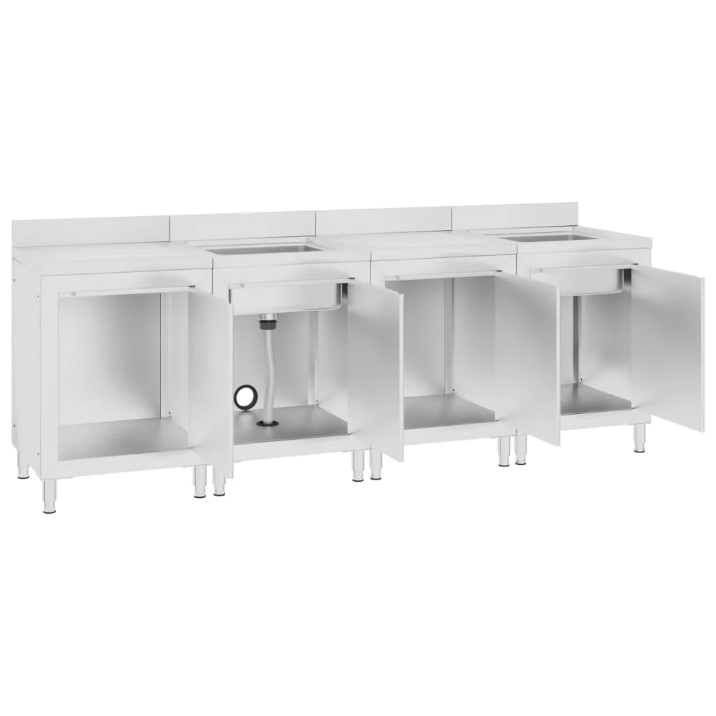 Lavello da cucina professionale 240 x 60 x 96 cm in acciaio inox 02_0000722
