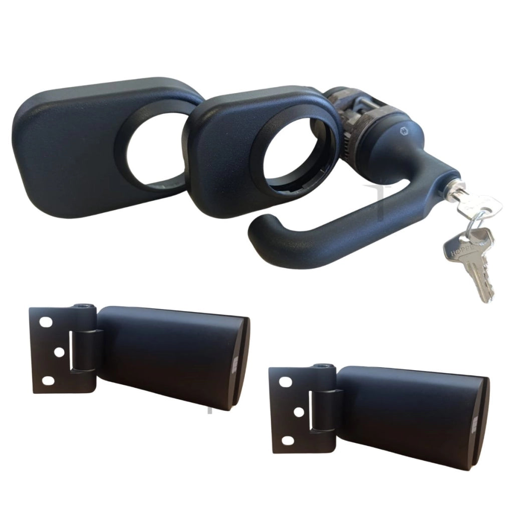 Kit per porta in vetro maniglia e cerniere nero opaco