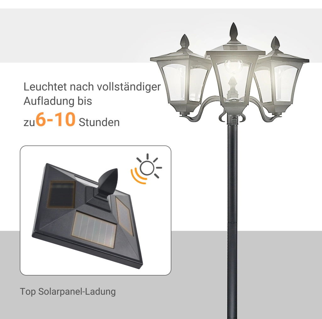 Lampada solare da giardino in acciaio inox, 182,5 cm