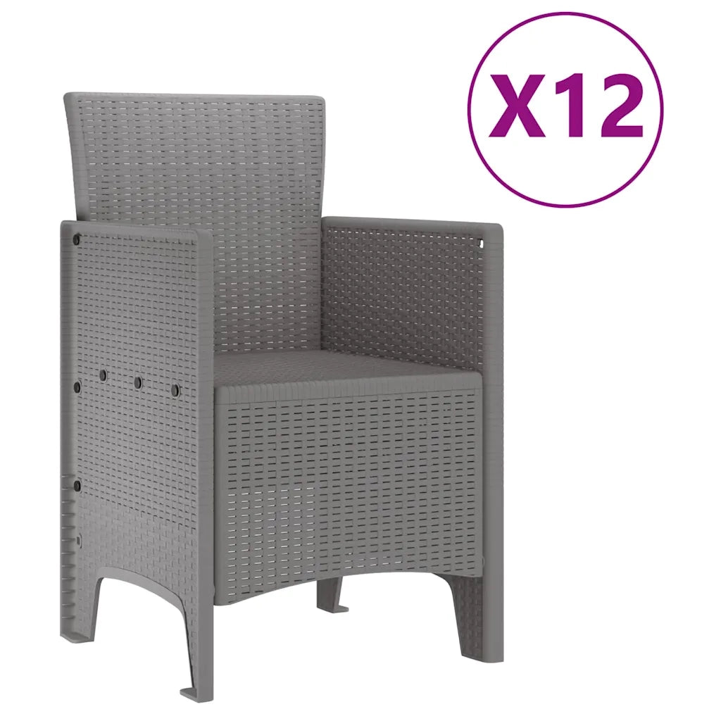 Set da Pranzo per Giardino 13 pcs Grigio chiaro Rattan Polt 3378787