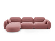 Cosmopolitan Design - Divano angolare modulare sinistro "Sydney" 4 posti in velluto salmone 