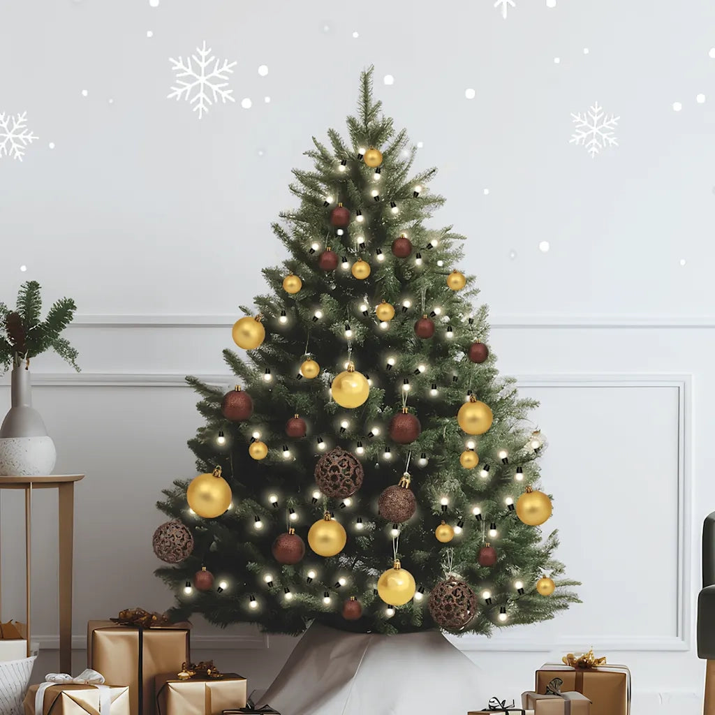 Set Natale con 60 Palline Punta e 150 Luci LED Oro e Bronzo 330095