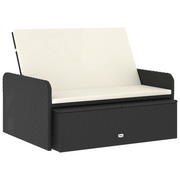 Set Divani da Giardino 2 pz | Set Salotto da Giardino con Cuscini in Polyrattan Nero