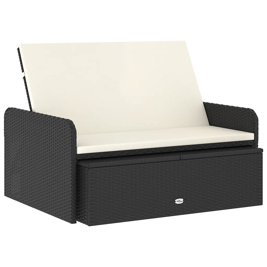Set Divani da Giardino 2 pz | Set Salotto da Giardino con Cuscini in Polyrattan Nero