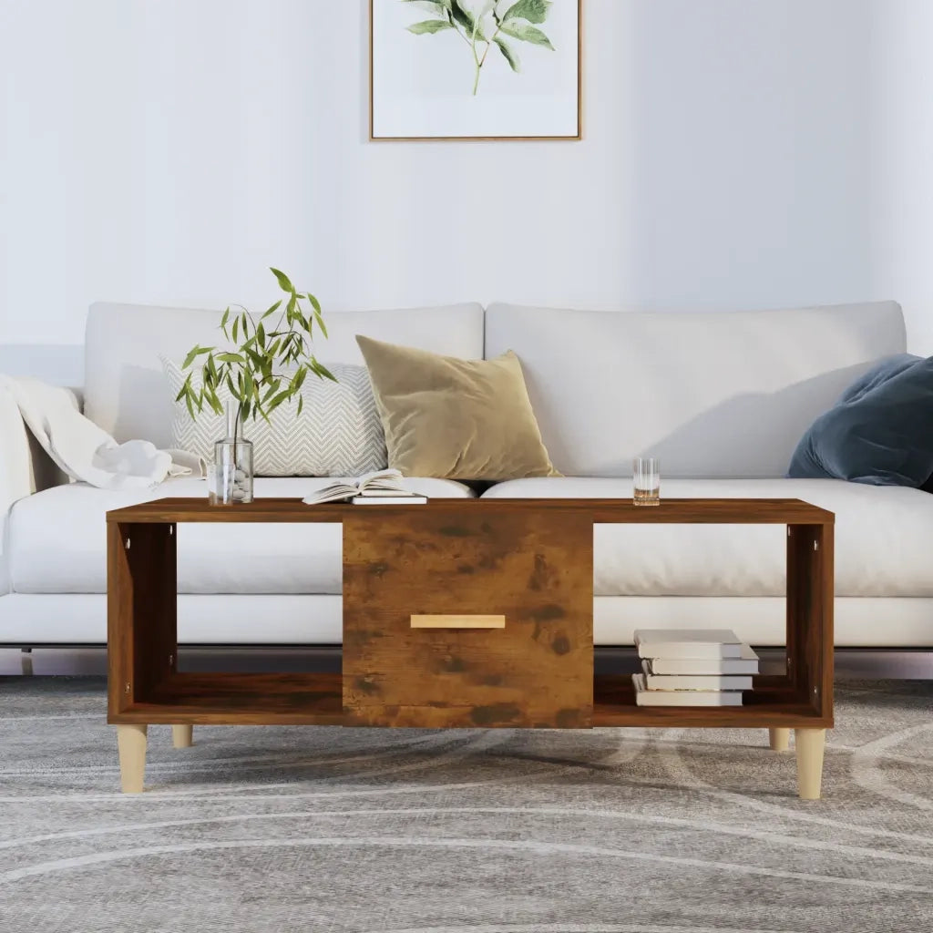 Tavolino da Salotto-Tavolino da soggiorno-Tavolo Rovere Fumo 102x50x40 cm Legno Multistrato 799740