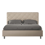 Letto imbottito Matrimoniale 160x210 cm Priya - Similpelle,Tortora,Con rete