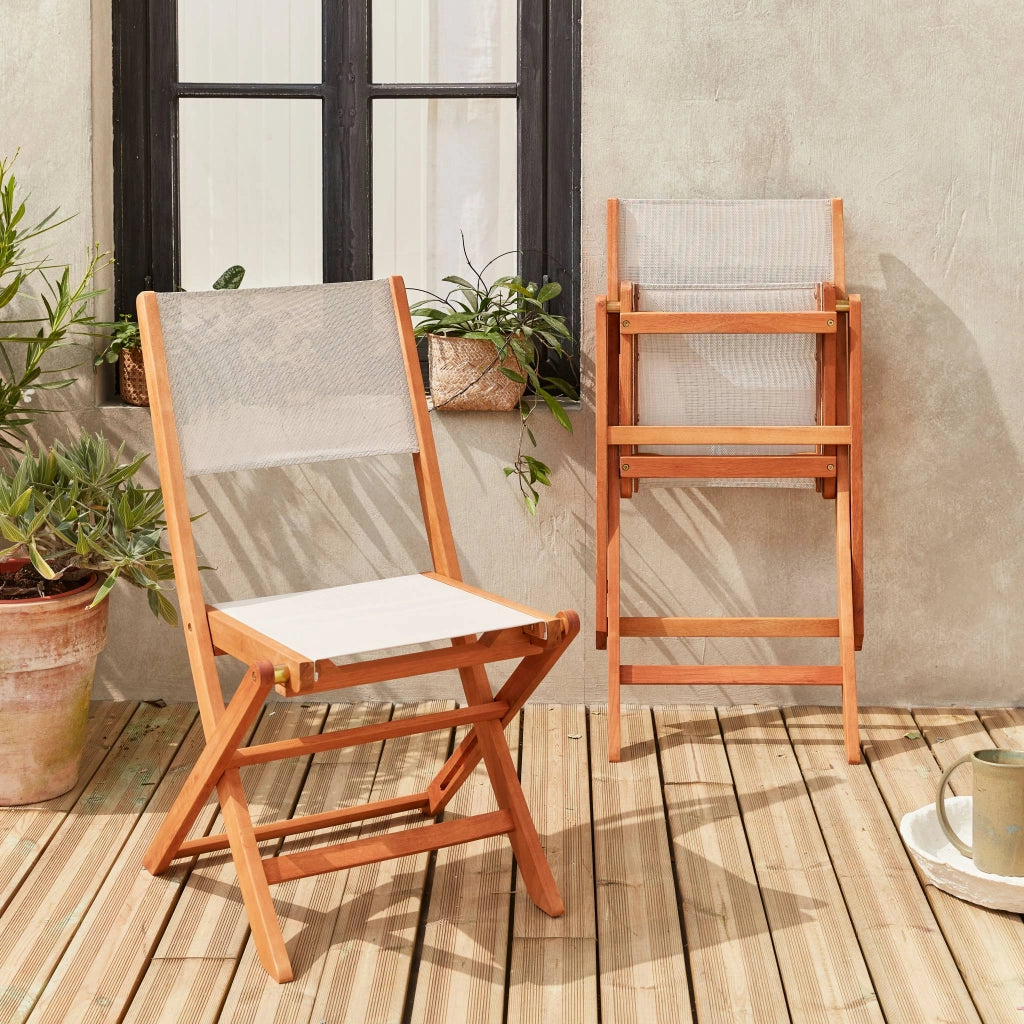 Set 2 sedie da giardino pieghevoli in legno, bianco