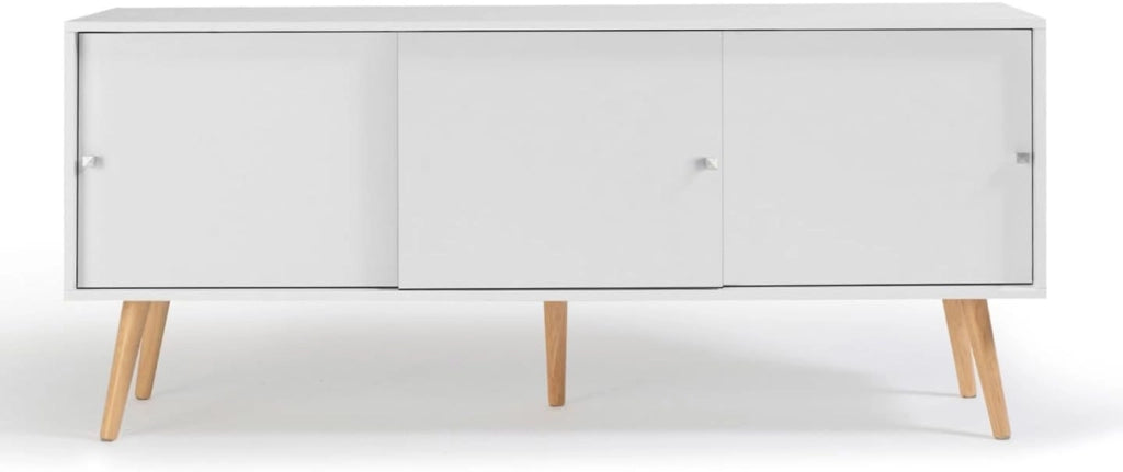 Credenza bassa scandinava 135 cm EFFIE 3 ante legno bianco