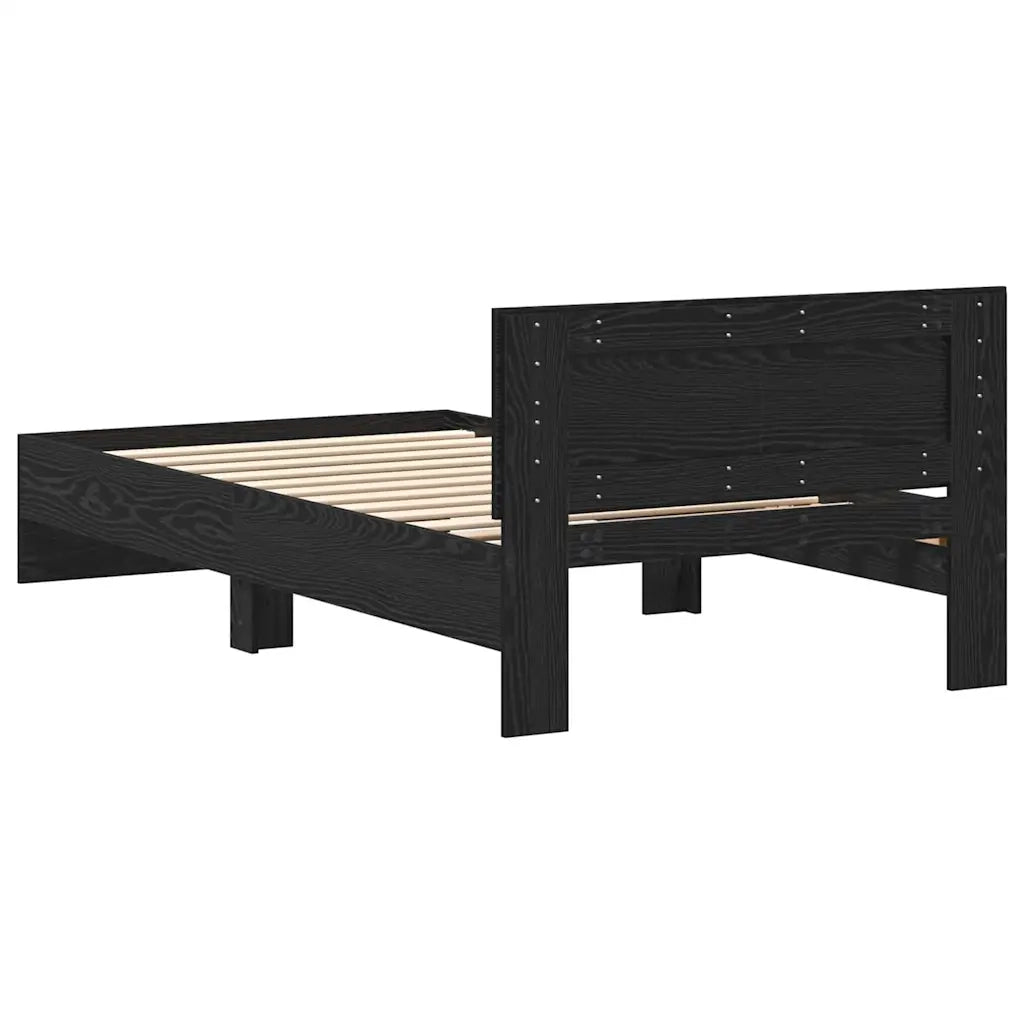 Struttura del letto con testiera Rovere Nero 203 x 104 x 70 cm