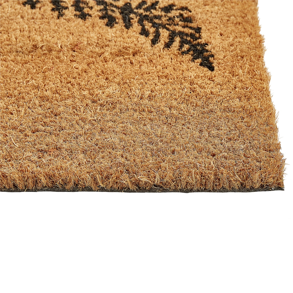 Zerbino in fibra di cocco naturale con fondo in PVC antiscivolo 40 x 60 cm motivo di foglie di felce, decorazione moderna per interni