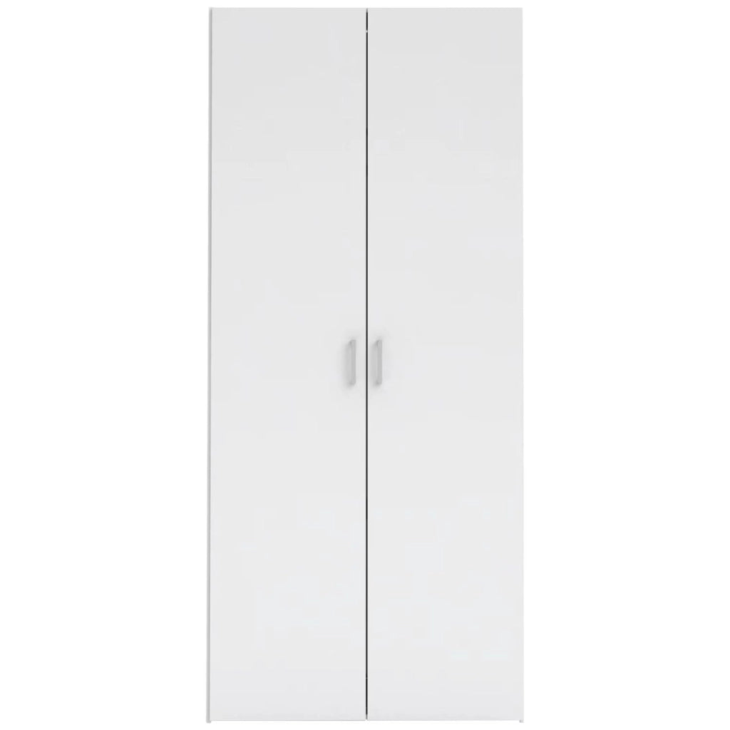 Armadio Multiuso Con 2 Ante Armadietto Battente Design Moderno Salvaspazio Vano Con Barra Appendiabiti E Ripiani Camera Da Letto Ingresso Lavanderia 77.6 x 49.52 x 175.4 Cm Bianco