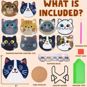 Sottopiede per pittura con tema di gatti, set di pittura con diamanti per bambini e adulti