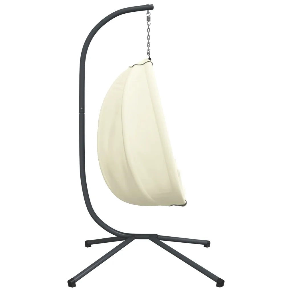Sedia a Uovo Sospesa con Supporto Beige in Tessuto e Acciaio CFW4420604