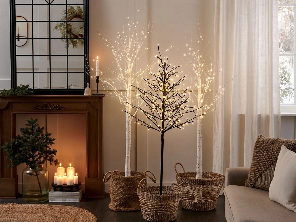 Albero di Natale in metallo con LED in metallo di colore nero 150 cm per interni ed esterni