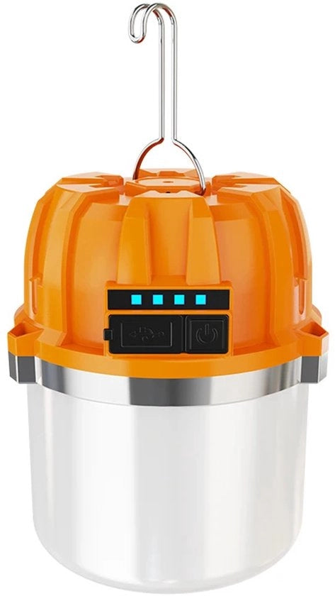 Lampada da campeggio LED, lampa portatile, lampada ricaricabile con porta USB, torcia con indicatore di corrente, illuminazione di emergenza, adatta per pesca all'aperto.