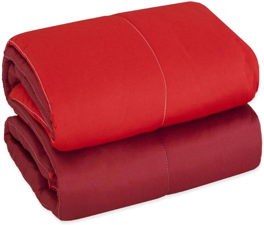 Trapunta Piumone Invernale Double Face 250gr Coperta Calda Letto 1 Pz e Mezza Made In Italy Bordeaux