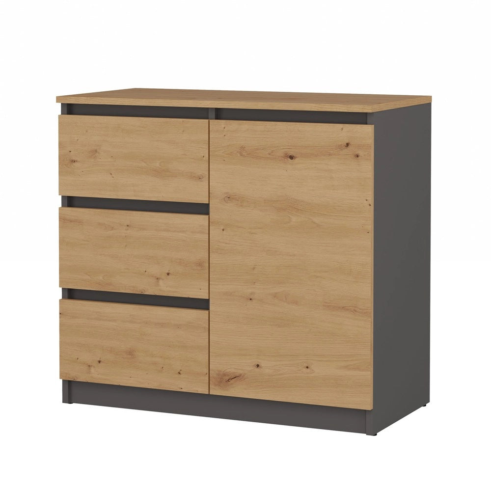 Cassettiera MALWA 1d3s/BA antracite rovere artisan per camera e soggiorno