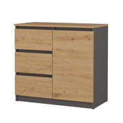 Cassettiera MALWA 1d3s/BA antracite rovere artisan per camera e soggiorno
