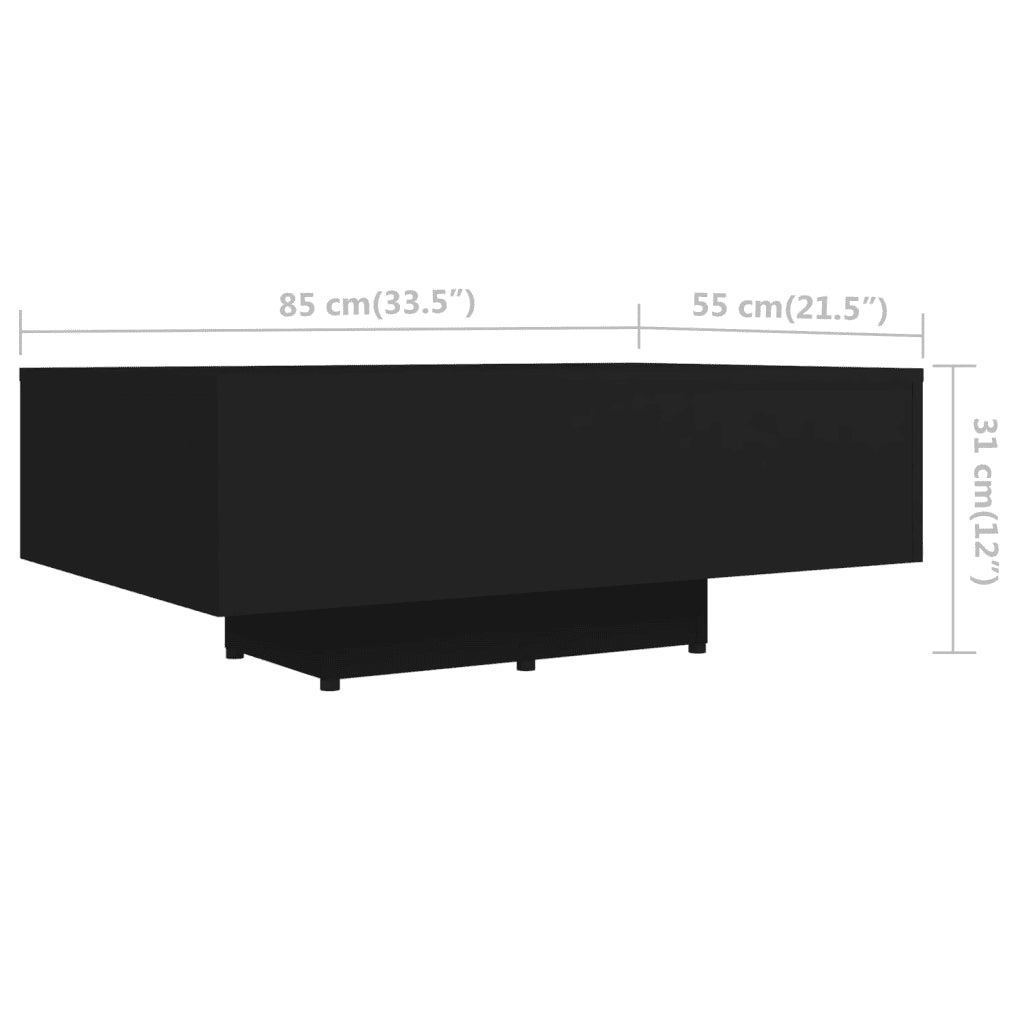 Tavolino da Salotto Nero 85x55x31 cm in Legno Multistrato 803381