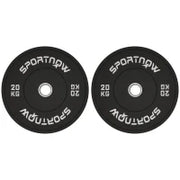 Set 2 Dischi Pesi da 20kg in Gomma con Foro da 2"/5 cm per Manubri e Bilancieri, Nero