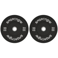 Set 2 Dischi Pesi da 20kg in Gomma con Foro da 2"/5 cm per Manubri e Bilancieri, Nero