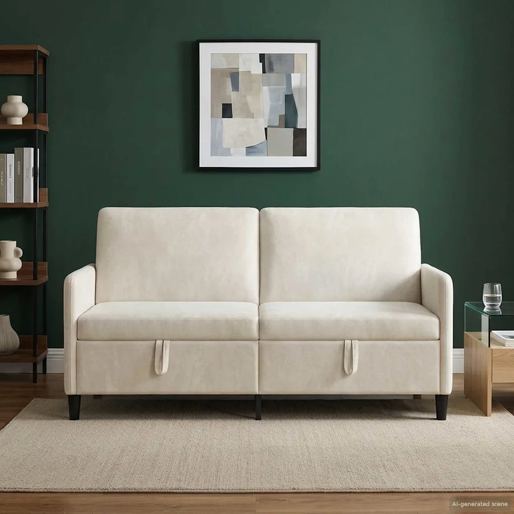 Divano con Storage Crema 172 x 78 x 87 cm Poliestere 42036969