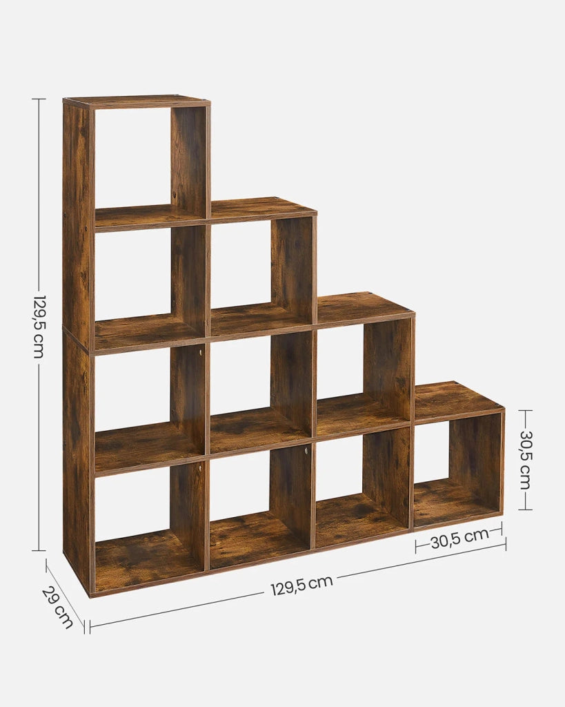 Scaffale Staircase 129,5 x 29 x 129,5 cm mobile contenitore a 6 scomparti per libreria soggiorno camera da letto bianco 12_0005762