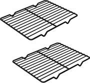 Set di due griglie metalliche per raffreddamento, griglia rettangolare in acciaio inossidabile per cottura, 7,8 x 10,2 pollici, griglia per la frittura in forno resistente al calore, teglia da imballaggio (nero)