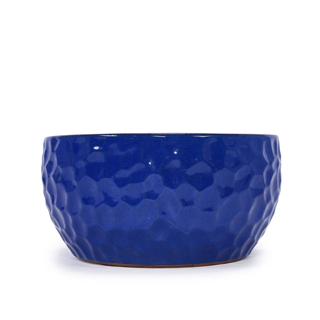 Fioriera a più livelli in ceramica rinforzata con texture a rilievo, drenaggio, blu antico 49 × 49 × 31.5 cm