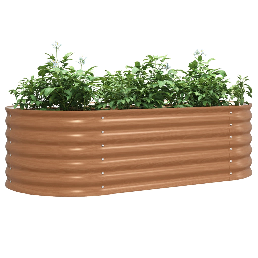 Letto da Giardino Rialzato Marrone con Aspetto Legno 160x80x44 cm Acciaio