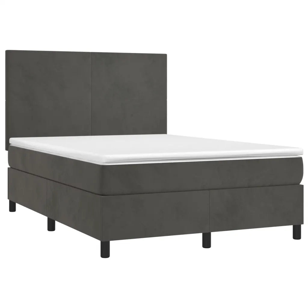 Giroletto a Molle con Materasso Grigio Scuro 140x190 cm Vellutocod mxl 123720