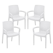 SET 4 PZ POLTRONA REGINA DA ESTERNO IN RESINA IN COLORE BIANCO