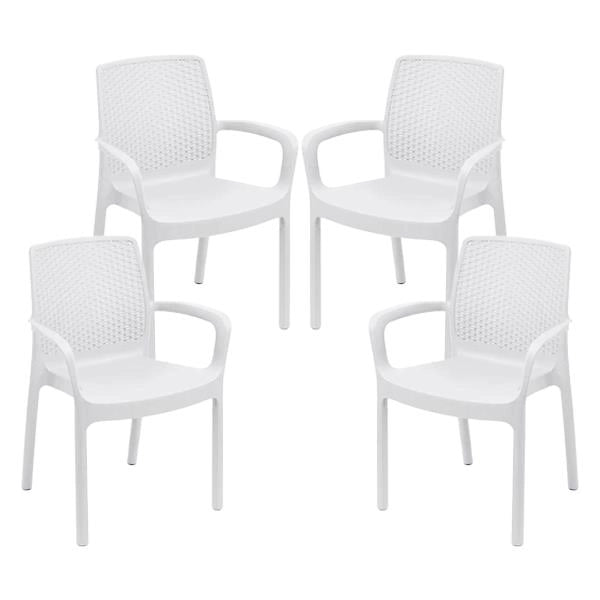 SET 4 PZ POLTRONA REGINA DA ESTERNO IN RESINA IN COLORE BIANCO