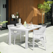 Tavolo da esterno Listowel, Base per picnic, Piano da pranzo da giardino, Banco outdoor multiuso, 147x90 h75 cm, Bianco