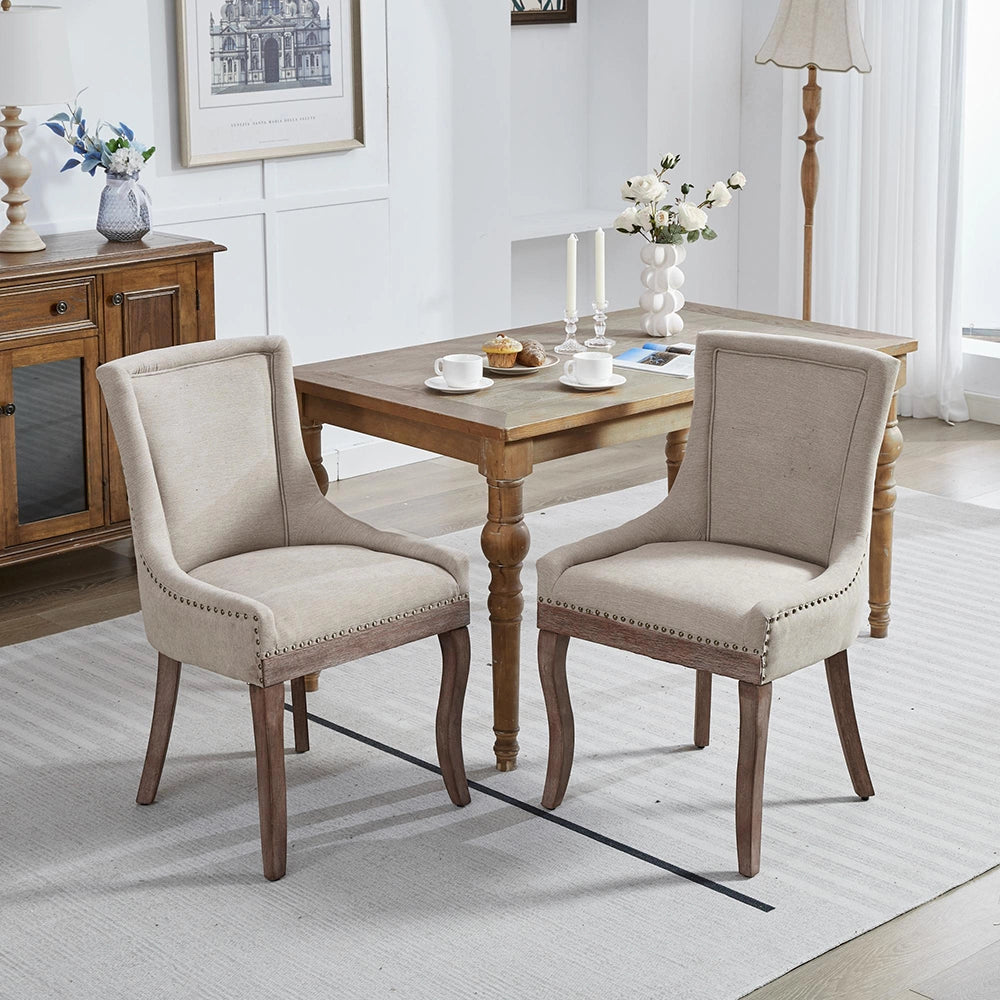 Set 2 sedie Ultra Side - Xylo - tessuto beige gambe legno
