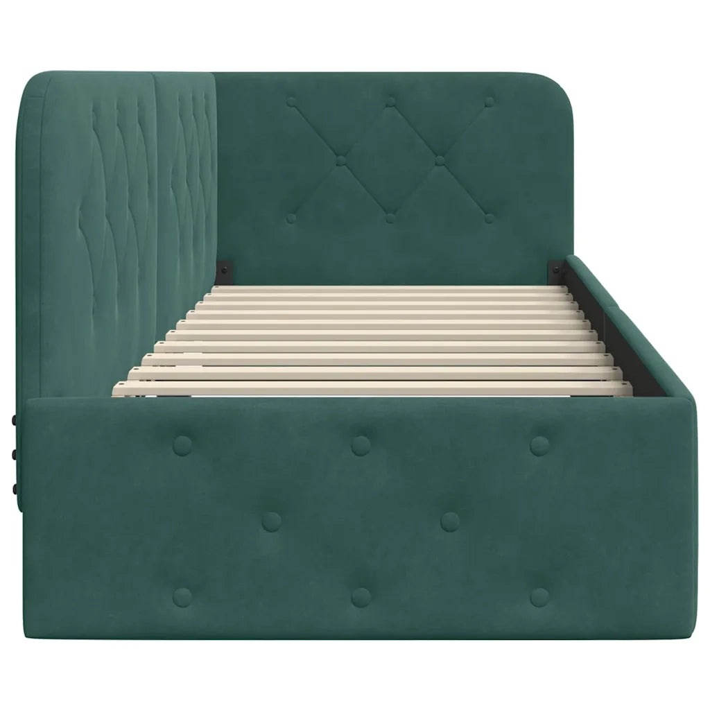 Cornice del letto ad angolo Verde Scuro 80 x 200 cm Velluto 42016515