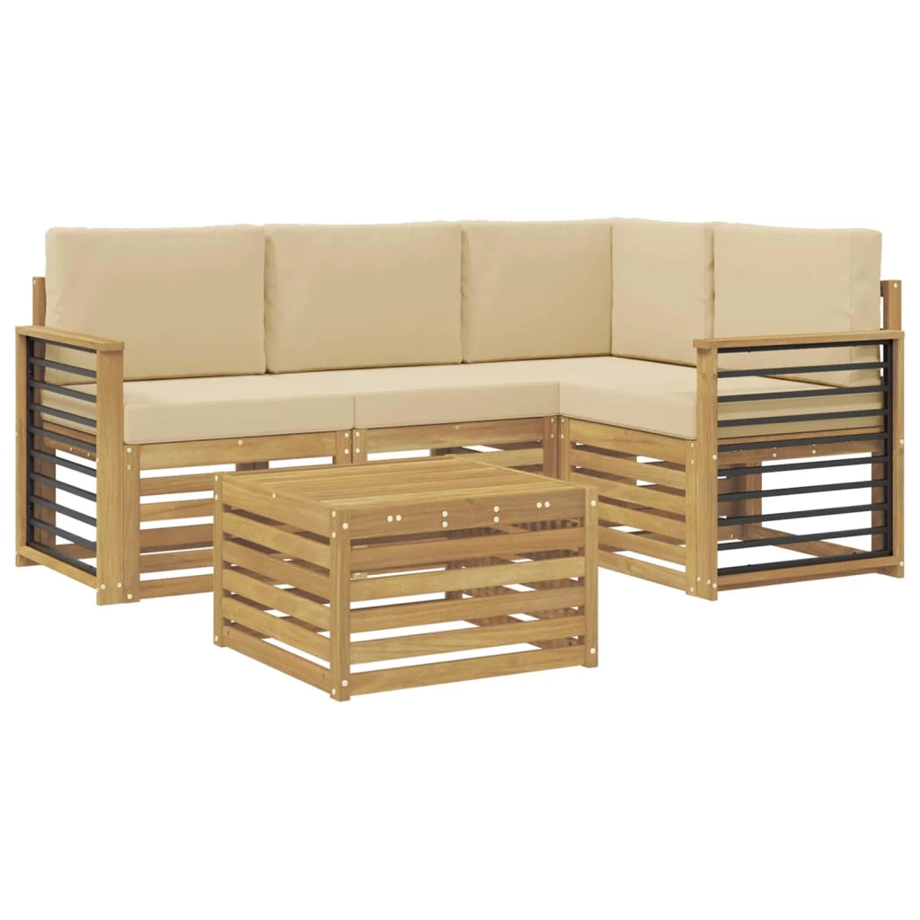 Set di divani da esterno 5 pcs Bianco e Beige 59 x 59 x 37 cm