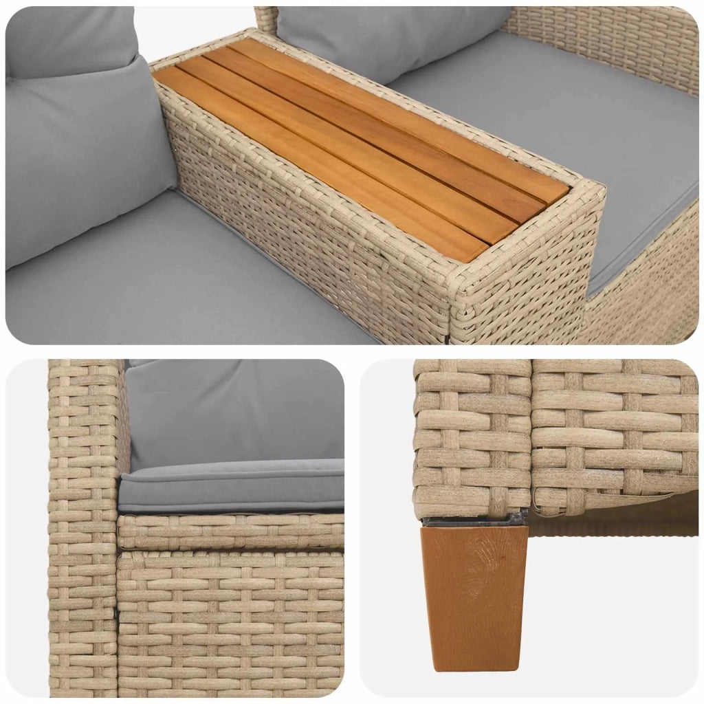 Panchina reclinabile con tavolo Beige e Grigio Chiaro