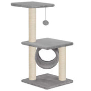 Tiragraffi albero per gatti cuccia per gatti peluche in sisal 65 cm grigio 3702276