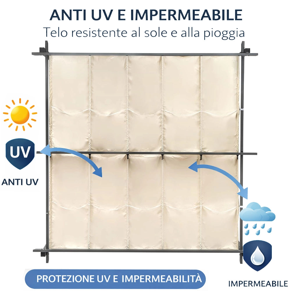 Pergola Gazebo Retrattile da Giardino 3x3 Metri Beige Anti UV e Impermeabile