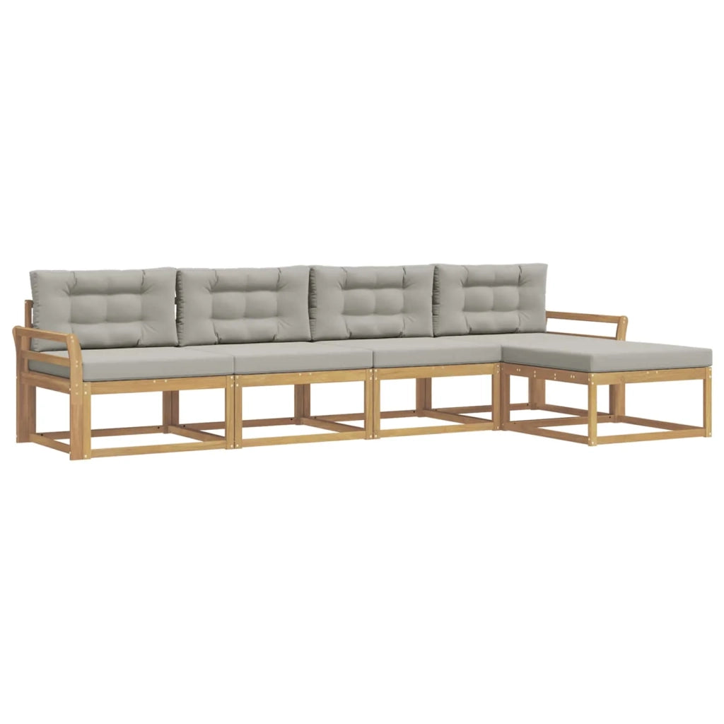 Set di divani da esterno 4 pz Bianco e Grigio Chiaro Poliestere 3386305