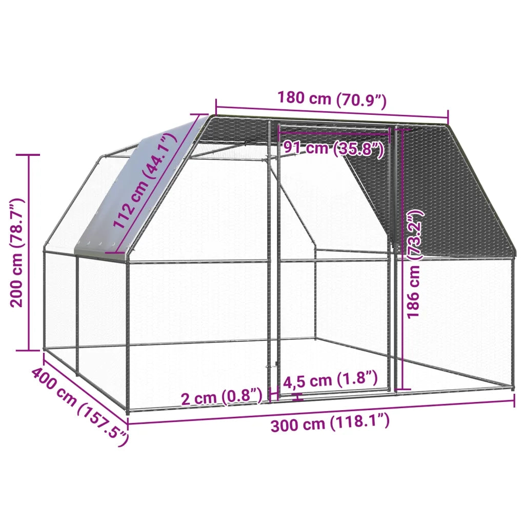 Pollaio per Esterni 3x4x2 m in Acciaio Zincato CFW1700591