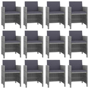 Set da Pranzo da Giardino 13 pz e Cuscini Polyrattan Antracite 46381
