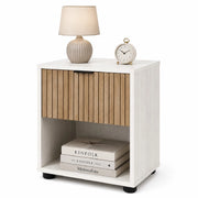 Comodino in Legno 1 Cassetto e Ripiano Design Moderno 40x30 h45 cm Bianco Rovere